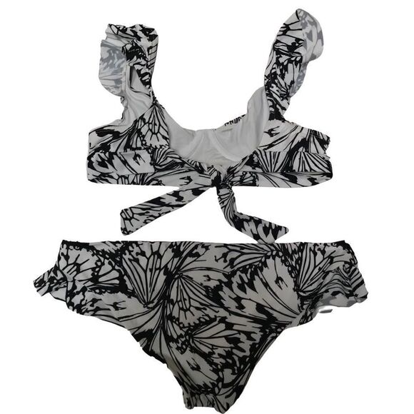 Adore Me black & white butterfly two piece bikini swimsuit 34A/M - Picture 2 of 6